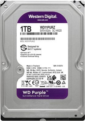 Жорсткий диск WD 1TB 3.5" 5400 64MB SATA Purple Surveillance (WD11PURZ) [112730]
