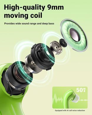 Навушники TWS Acefast T9 avocado green (6974316282556) [401932]