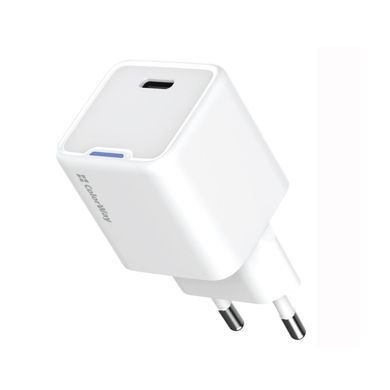 Мережевий зарядний пристрій ColorWay GaN Mini 30W PD Port PPS USB-C White (CW-CHS054PD-WT) [603370]