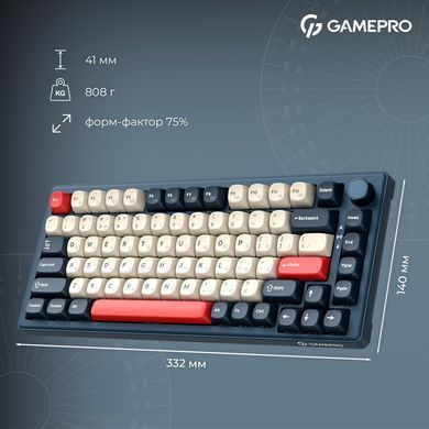 Клавіатура бездротова GamePro Asgard Yord Keychron Super Red Switch Blue (MK266BL) [616002]