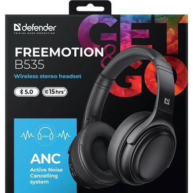 Гарнітура Defender FreeMotion B535, Bluetooth+3,5мм, ANC, Black (63535) [401847]