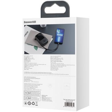 УМБ Baseus Qpow 20000mAh 20W,1xLightning,1xUSB,1xType-C In/Out PD3.0,QC3.0,built-in lightning, Black (PPQD060201) [402239]