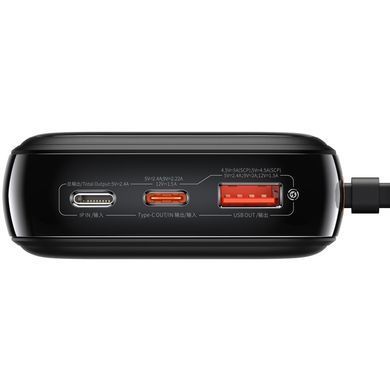 УМБ Baseus Qpow 20000mAh 20W,1xLightning,1xUSB,1xType-C In/Out PD3.0,QC3.0,built-in lightning, Black (PPQD060201) [402239]