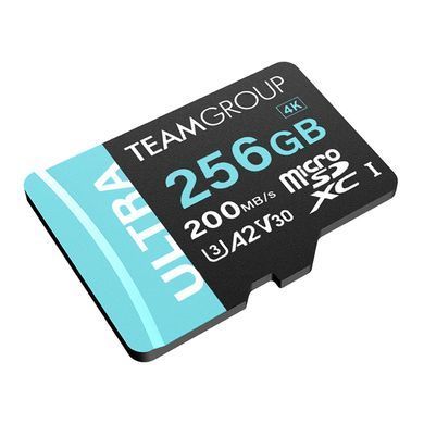 Карта пам`ятi MicroSDXC 256GB UHS-I/U3 Class 10 Team Ultra R200/W150MB/s + SD-адаптер (TULMSDX256GIA2V3022503) [607012]