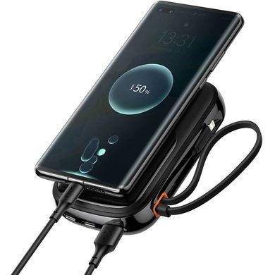 УМБ Baseus Qpow 20000mAh 20W,1xLightning,1xUSB,1xType-C In/Out PD3.0,QC3.0,built-in lightning, Black (PPQD060201) [402239]