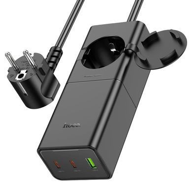 Мережевий зарядний пристрій HOCO NS4 Sharp PD65W(2C1A) desktop socket(EU/GER) Black (6942007617352) [802774]