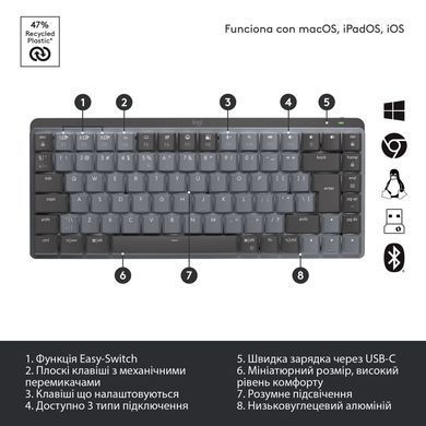 Клавiатура бездротова Logitech MX Mechanical Mini Bluetooth Illuminated Graphite (920-010782) [605965]