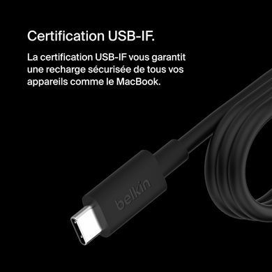 Зарядний пристрій мережевий Belkin 100Вт USB-С GAN PD PPS, кабель USB-C 2м, чорний OEM (INC016VFBK) [108399]