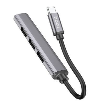 USB-хаб HOCO HB26 4 in 1 adapter(Type-C to USB3.0+USB2.0*3) Metal Gray (6931474765482) [805475]