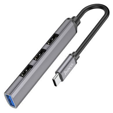 USB-хаб HOCO HB26 4 in 1 adapter(Type-C to USB3.0+USB2.0*3) Metal Gray (6931474765482) [805475]