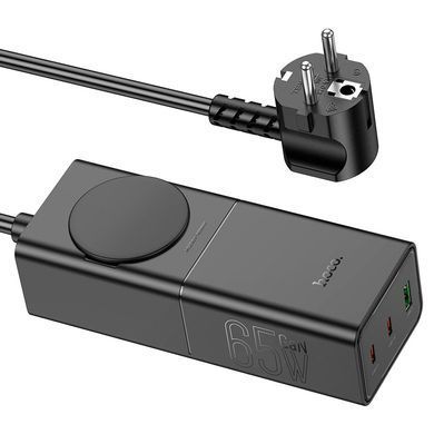Мережевий зарядний пристрій HOCO NS4 Sharp PD65W(2C1A) desktop socket(EU/GER) Black (6942007617352) [802774]