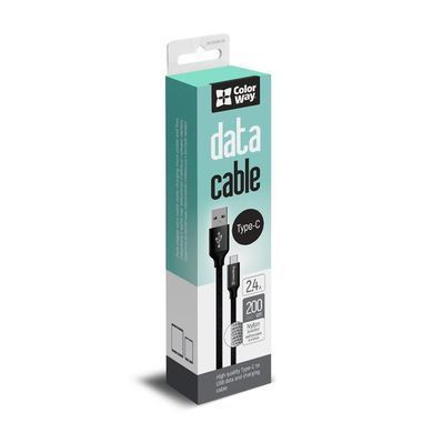 Кабель ColorWay USB - USB-C (M/M), 2 м Black (CW-CBUC008-BK) [607377]