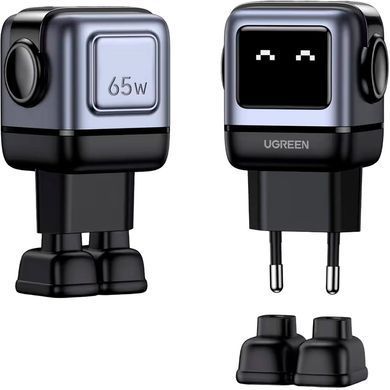 Зарядний пристрій 3xUSB 65W (2xUSB-C+USB-A) Gan Robot tech Fast Charger Сірий CD361 Ugreen (25685B) [404032]