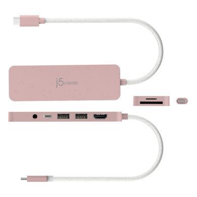 USB-хаб J5create USB-C 6-в-1 Rose (JCD373ER-N) [618229]