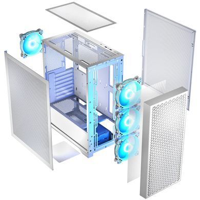 Корпус LogicConcept DART PRO ARGB MIDI WHITE MESH fans 4x120mm без БЖ ATX (AT-DART-PRO-ARGB-20) [402980]