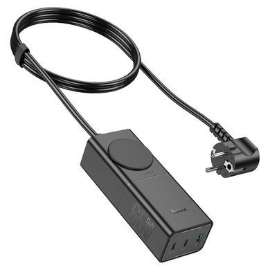 Мережевий зарядний пристрій HOCO NS4 Sharp PD65W(2C1A) desktop socket(EU/GER) Black (6942007617352) [802774]