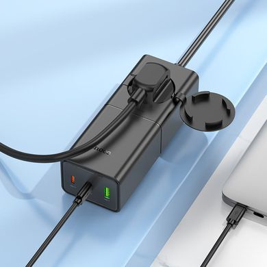 Мережевий зарядний пристрій HOCO NS4 Sharp PD65W(2C1A) desktop socket(EU/GER) Black (6942007617352) [802774]