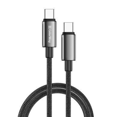 Кабель ColorWay USB Type-C - USB Type-C (M/M), zinc alloy braided, 5А, 2 м, Black (CW-CBPDCC099-BK) [619966]
