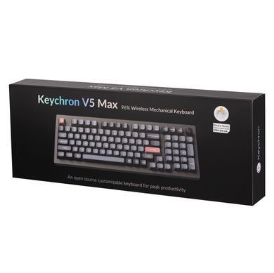 Клавіатура механічна Keychron V5 Max 100Key, Gateron Jupiter Banana, Knob, WL/BT/USB-A, Hot-Swap, QMK, EN/UKR, RGB, чорний (V5M-D4-UA) [103636]
