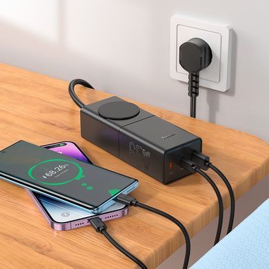 Мережевий зарядний пристрій HOCO NS4 Sharp PD65W(2C1A) desktop socket(EU/GER) Black (6942007617352) [802774]
