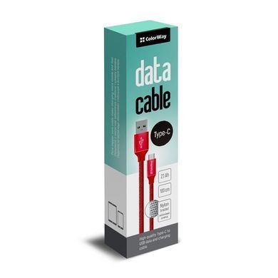 Кабель ColorWay USB - USB Type-C (M/M), 1 м, Red (CW-CBUC003-RD) [614608]