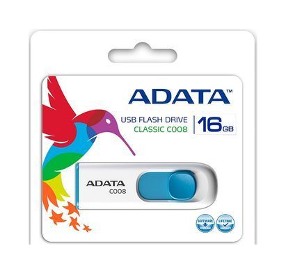 Флеш-накопичувач ADATA USB 2.0 C008 16Gb White/Blue (AC008-16G-RWE) [805261]