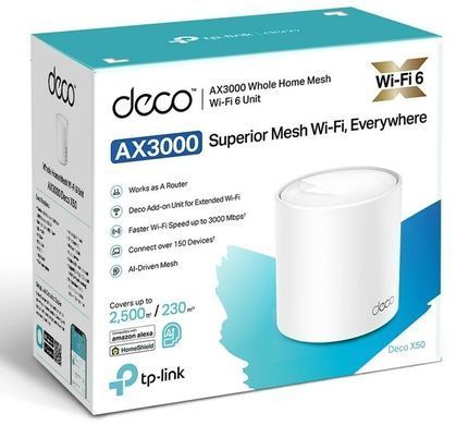 Система WiFi-Mesh TP-LINK Deco X50 AX3000, 3xGE LANWAN, 1мод (DECO-X50-1-PACK) [104568]