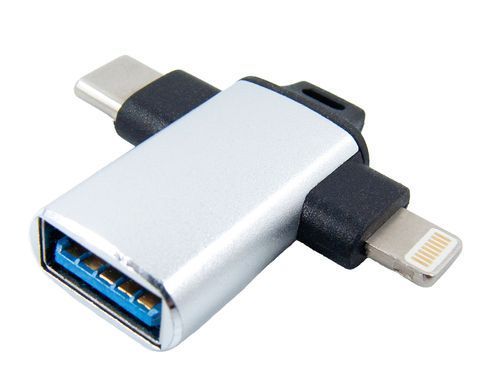 Адаптер Dengos OTG USB-Lightning/USB Type-C Silver (ADP-022) [604321]
