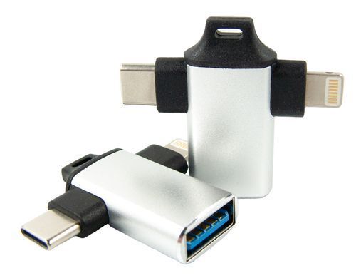 Адаптер Dengos OTG USB-Lightning/USB Type-C Silver (ADP-022) [604321]