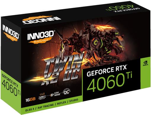 Відеокарта INNO3D GeForce RTX 4060 Ti 16GB GDDR6 TWIN X2 OC (N406T2-16D6X-178055N)