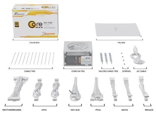 Блок живлення ATX 750W CORE GX-750-ATX31-WHT SEASONIC (CORE GX-750-ATX31-WHITE) [502355]