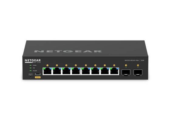 Комутатор NETGEAR M4250-8G2XF-PoE+ (GSM4210PX), 8xGE PoE, 2xSFP+, 220Вт, AV Line, Керований L2 (GSM4210PX-100EUS) [15176]