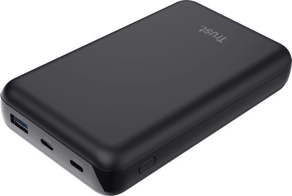 Акумулятор портативний літій-іонний power bank Trust Laro, 20000 мА&middot;год, USB-A/2хUSB-C, 100w, чорний (25240_TRUST) [108440]