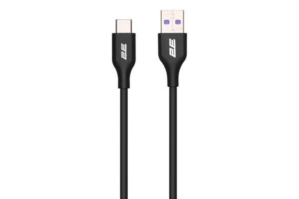 Кабель USB-A > USB-C заряджання/синхронізації 2E 1м, Type-C, Glow, чорний (2E-CCAC-BL) [111733]