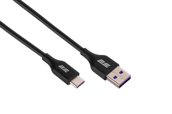 Кабель USB-A > USB-C заряджання/синхронізації 2E 1м, Type-C, Glow, чорний (2E-CCAC-BL) [111733]