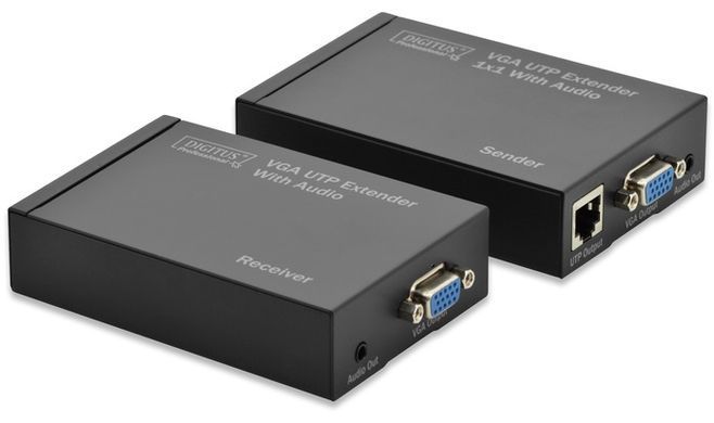 Подовжувач DIGITUS VGA через UTP, встановлений макс. 1920x1200, 0-70&deg;C, 300 м, (DS-53400) [109951]