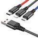 Кабель HOCO X76 USB to iP+Type-C+Micro 2A, 1m, nylon, aluminum connectors Black+Red+Blue (6931474768636) [803601], фото 1