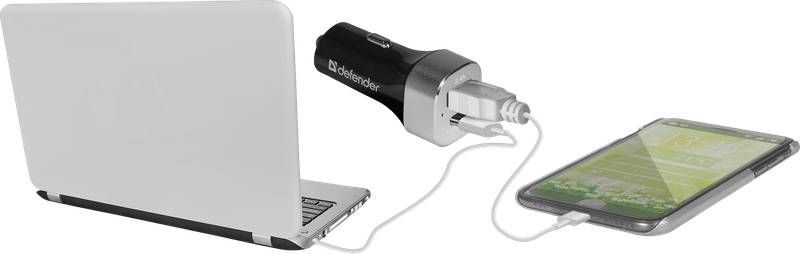 Автозарядка 2xUSB 27W (USB-C + USB-A) UCG-01 5V/5.4A Defender (83569) [402110]