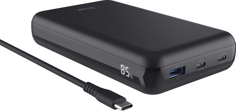 Акумулятор портативний літій-іонний power bank Trust Laro, 20000 мА&middot;год, USB-A/2хUSB-C, 100w, чорний (25240_TRUST) [108440]