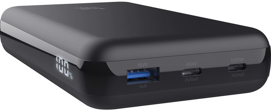 Акумулятор портативний літій-іонний power bank Trust Laro, 20000 мА&middot;год, USB-A/2хUSB-C, 100w, чорний (25240_TRUST) [108440]