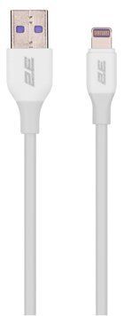 Кабель USB-A > Lightning заряджання/синхронізації 2E 1м, Glow, білий (2E-CCAL-WH) [111734]