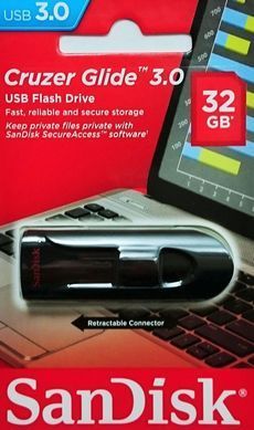 Накопичувач SanDisk 32GB USB 3.0 Type-A Cruzer Glide Чорний (SDCZ600-032G-G35) [108975]