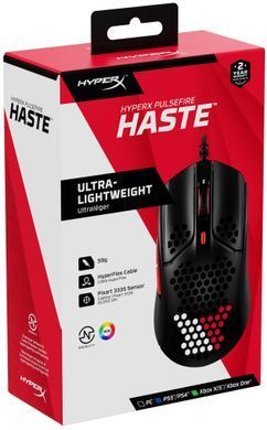 Миша HyperX Pulsefire Haste, RGB, USB-A, чорно-червоний (4P5E3AA) [14021]