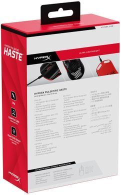 Миша HyperX Pulsefire Haste, RGB, USB-A, чорно-червоний (4P5E3AA) [14021]