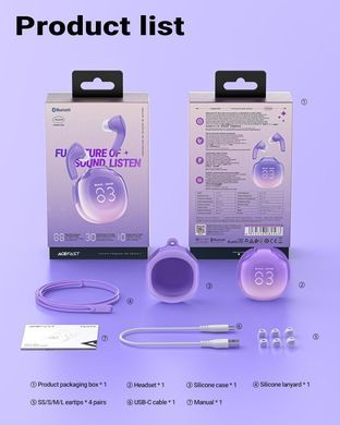 Навушники TWS Acefast T9 grape purple (6974316282563) [401933]
