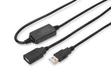 Подовжувач DIGITUS USB 2.0 Active Cable, A/M-A/F, 15м, чорний (DA-73101) [109952]