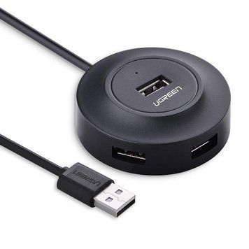 Хаб USB 2.0 -> 4xUSB 2.0 1м passive, Black CR106 Ugreen (20277) [404067]