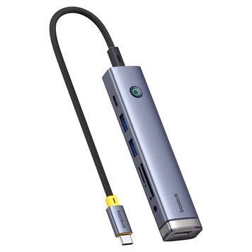 USB-хаб Baseus UltraJoy Series 7-Port HUB AIR Space Grey (Type-C to HDMI4K@60Hz*1+USB3.0*2+PD*1+SD/TF3.0*1+3.5mm*1) (B00052803811-02) [806192]