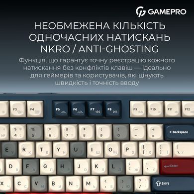 Клавіатура бездротова GamePro Asgard Ragnar Keychron Super Red Switch Blue (MK285BL) [616003]