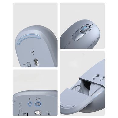 Мишка UGREEN 2.4GHz MU105, бездротова, 2400dpi., 3кн., Світло-синя (90671) [401300]